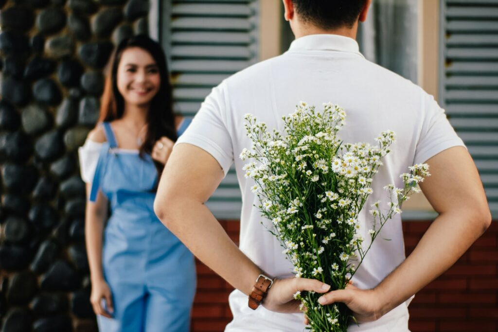 Man with flowers