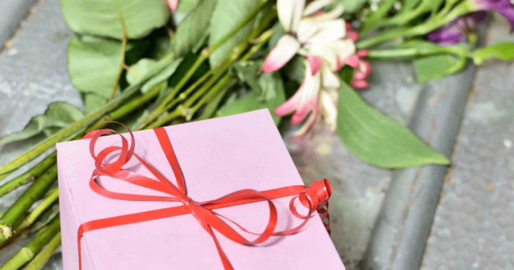 a gift box with flowers